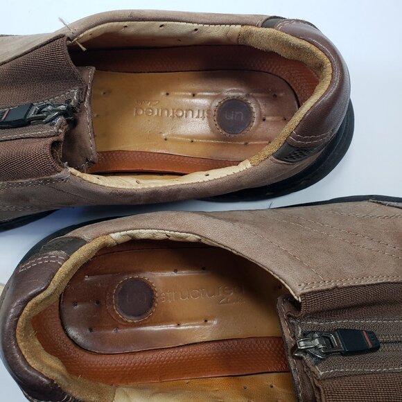 Clarks Unstructured Shoes Men's 8M Zip Slip On Casual Brown Beige - Picture 7 of 8